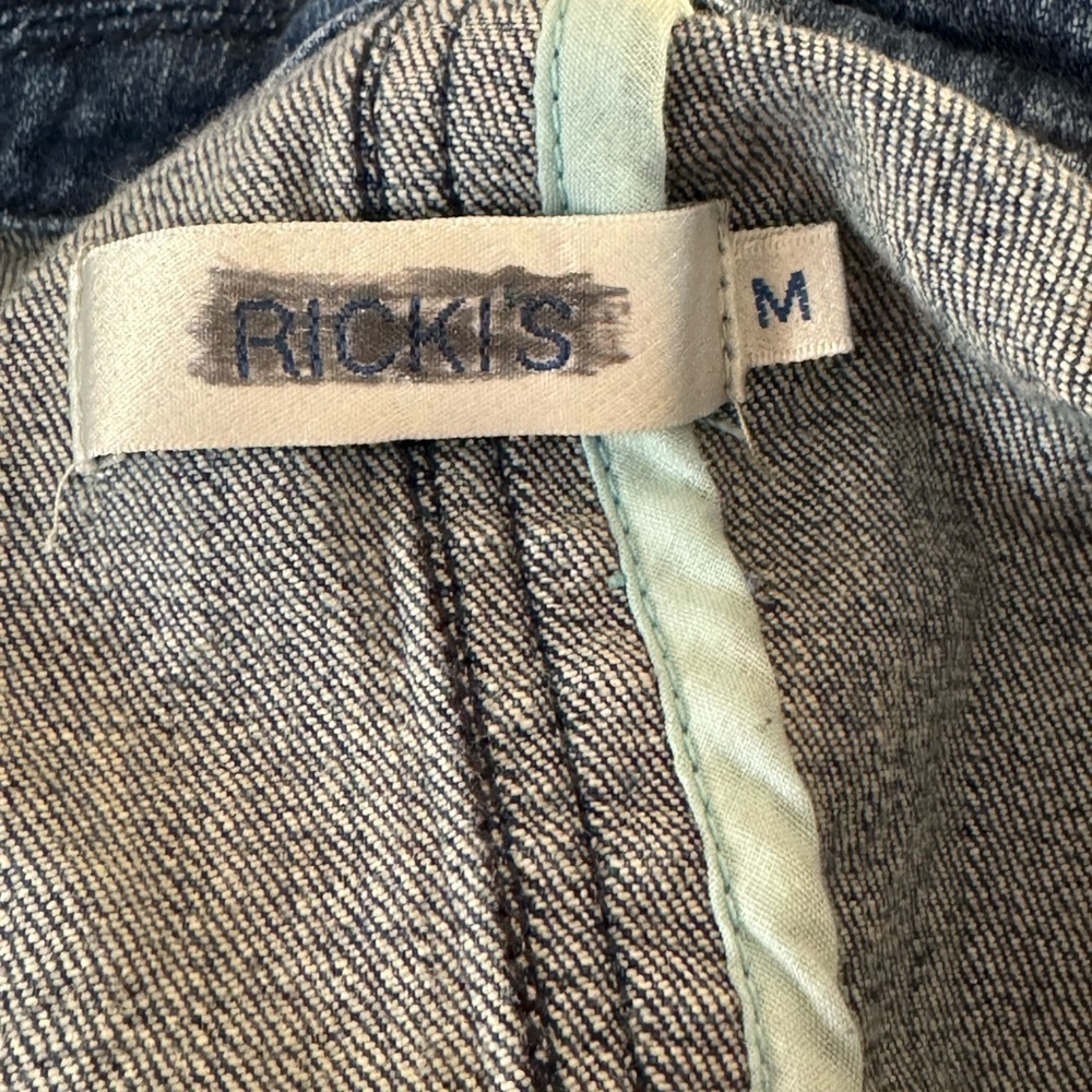 RICKI’s denim jean blazer trucker jacket ruffle hem MED 18-19 pit L20 in - Picture 3 of 5